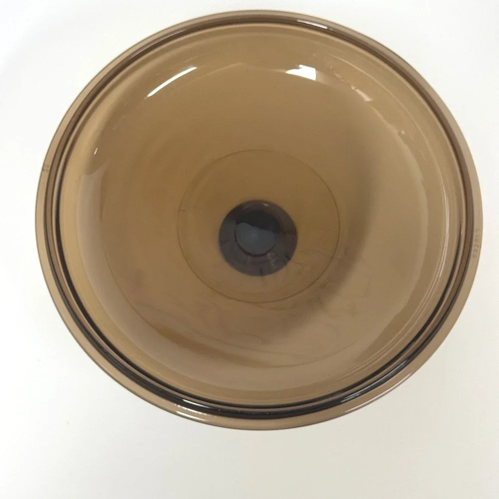 Vintage Corning Visions Amber Glass Skillet Frying Pan with Lid 10